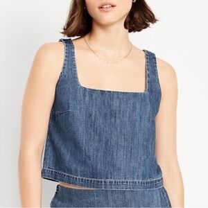 OLD NAVY - Cropped Square-Neck Denim Top